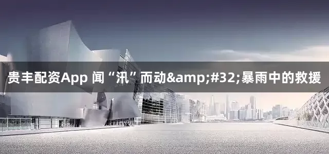 贵丰配资App 闻“汛”而动&#32;暴雨中的救援
